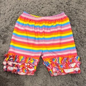 Colorful Striped Ruffle Shorts